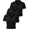 image:imageReal Essentials 3 Pack Womens V Neck Crop Polo Shirts  Short Sleeve Sweater Dry Fit Golf Athletic Workout Collared TopsSolid Black  Solid Black  Solid Black