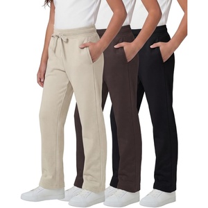 image:imageReal Essentials 3 Pack Girls Fleece Open Bottom Soft Athletic Performance Casual SweatpantsAges 716Set 10