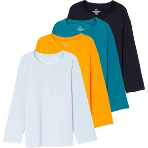 image:imageReal Essentials 4 Pack Girls Rash Guard Swim Shirts  Long Sleeve UPF Sun Protection Tops Ages 416Long Sleeve Set 1
