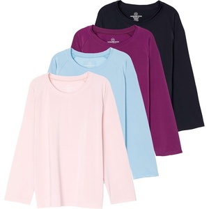 image:imageReal Essentials 4 Pack Girls Rash Guard Swim Shirts  Long Sleeve UPF Sun Protection Tops Ages 416Long Sleeve Set 2