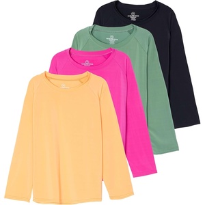image:imageReal Essentials 4 Pack Girls Rash Guard Swim Shirts  Long Sleeve UPF Sun Protection Tops Ages 416Long Sleeve Set 3