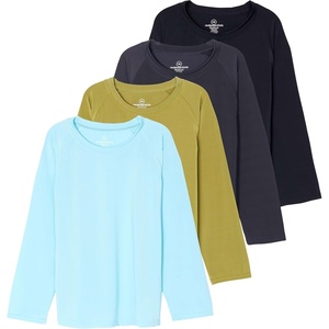 image:imageReal Essentials 4 Pack Girls Rash Guard Swim Shirts  Long Sleeve UPF Sun Protection Tops Ages 416Long Sleeve Set 5