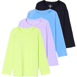 image:imageReal Essentials 4 Pack Girls Rash Guard Swim Shirts  Long Sleeve UPF Sun Protection Tops Ages 416Long Sleeve Set 7
