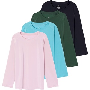 image:imageReal Essentials 4 Pack Girls Rash Guard Swim Shirts  Long Sleeve UPF Sun Protection Tops Ages 416Long Sleeve Set 8