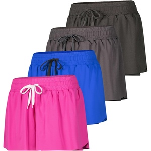 image:imageReal Essentials 4 PackWomens Flowy Dry Fit Running Short  Spandex Underneath Athletic Workout Gym Shorts Plus AvailableSet 1