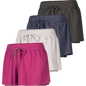 image:imageReal Essentials 4 PackWomens Flowy Dry Fit Running Short  Spandex Underneath Athletic Workout Gym Shorts Plus AvailableSet 3