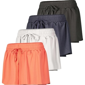image:imageReal Essentials 4 PackWomens Flowy Dry Fit Running Short  Spandex Underneath Athletic Workout Gym Shorts Plus AvailableSet 5