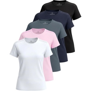 image:imageReal Essentials 5 Pack Womens Short Sleeve Mesh Insert TShirts Athletic Tops Gym Workout Yoga Tennis Activewear PlusSet 9