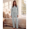 image:imageReal Essentials 2 Pack Womens Long Sleeve Pajama Sets  Soft Comfy 2 Piece PJ Set Matching Ladies Sleepwear Plus SizeSet M Black  Dawn Blue