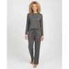 image:imageReal Essentials 2 Pack Womens Long Sleeve Pajama Sets  Soft Comfy 2 Piece PJ Set Matching Ladies Sleepwear Plus SizeSet N Charcoal  Pink