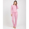 image:imageReal Essentials 2 Pack Womens Long Sleeve Pajama Sets  Soft Comfy 2 Piece PJ Set Matching Ladies Sleepwear Plus SizeSet N Charcoal  Pink