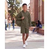 image:imageReal Essentials 3 Pack Boys Fleece Lounge Shorts Sweat Sleep Pajama Athletic Casual Soft Comfy with PocketsSolid Black  Solid Martini Olive  Solid Sleet