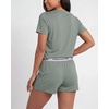 image:imageReal Essentials Ladies SS Yummy Boxy Tee and Elastic Band Sleep Short SetCharcoal Heather  Solid Iceberg Green