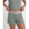 image:imageReal Essentials Ladies SS Yummy Boxy Tee and Elastic Band Sleep Short SetCharcoal Heather  Solid Iceberg Green