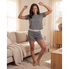 image:imageReal Essentials Ladies SS Yummy Boxy Tee and Elastic Band Sleep Short SetGrey Heather  Charcoal Heather