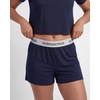 image:imageReal Essentials Ladies SS Yummy Boxy Tee and Elastic Band Sleep Short SetSolid Navy Blazer  Grey Heather