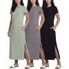 image:imageReal Essentials 3 Pack Womens Casual Short Sleeve Maxi TShirt Dress with Slit Available in Plus SizeSet 13
