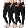 image:imageReal Essentials 3 Pack Womens Lounge Joggers Sweatpants with Pockets Yoga Running Athletic Workout Available in Plus SizeSet 1