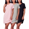 image:imageReal Essentials 3 Pack Womens Short Sleeve Nightgown Dress  Nightshirt Pajama Sleep Shirt Sleepwear Available In PlusSet N