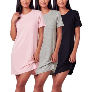 image:imageReal Essentials 3 Pack Womens Short Sleeve Nightgown Dress  Nightshirt Pajama Sleep Shirt Sleepwear Available In PlusSet N