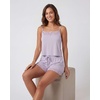 image:imageLadies Lace Trim Cami and Short SetSolid Iceberg Green  Solid Orchid Petal