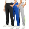 image:imageReal Essentials 3 Pack Boys Tricot Open Bottom Sweatpants  Athletic Running Pants with Pockets for Kids Teens YouthSet 5