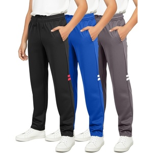 image:imageReal Essentials 3 Pack Boys Tricot Open Bottom Sweatpants  Athletic Running Pants with Pockets for Kids Teens YouthSet 10