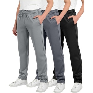 image:imageReal Essentials 3 Pack Boys Tricot Open Bottom Sweatpants  Athletic Running Pants with Pockets for Kids Teens YouthSet 13