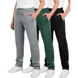 image:imageReal Essentials 3 Pack Boys Tricot Open Bottom Sweatpants  Athletic Running Pants with Pockets for Kids Teens YouthSet 14
