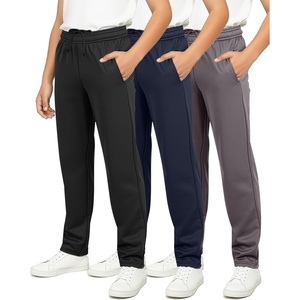 image:imageReal Essentials 3 Pack Boys Tricot Open Bottom Sweatpants  Athletic Running Pants with Pockets for Kids Teens YouthSet 3