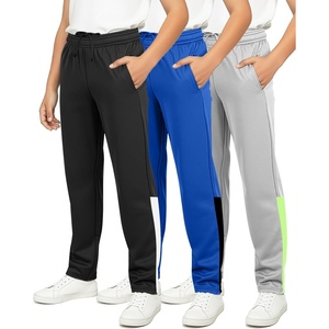 image:imageReal Essentials 3 Pack Boys Tricot Open Bottom Sweatpants  Athletic Running Pants with Pockets for Kids Teens YouthSet 5