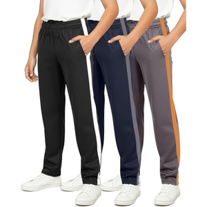 image:imageReal Essentials 3 Pack Boys Tricot Open Bottom Sweatpants  Athletic Running Pants with Pockets for Kids Teens YouthSet 6