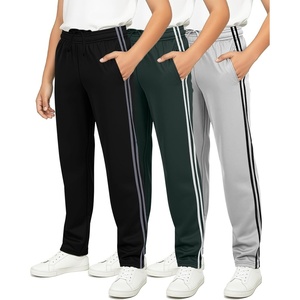 image:imageReal Essentials 3 Pack Boys Tricot Open Bottom Sweatpants  Athletic Running Pants with Pockets for Kids Teens YouthSet 7
