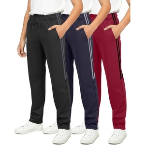 image:imageReal Essentials 3 Pack Boys Tricot Open Bottom Sweatpants  Athletic Running Pants with Pockets for Kids Teens YouthSet 8