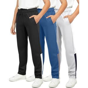 image:imageReal Essentials 3 Pack Boys Tricot Open Bottom Sweatpants  Athletic Running Pants with Pockets for Kids Teens YouthSet 9