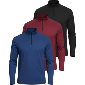 image:imageReal Essentials 3 Pack Mens DryFit Active Quarter Zip Long Sleeve Athletic Performance Pullover Available in Big amp TallSet I