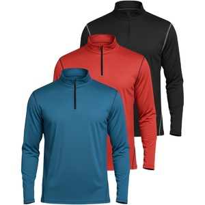 image:imageReal Essentials 3 Pack Mens DryFit Active Quarter Zip Long Sleeve Athletic Performance Pullover Available in Big amp TallSet K