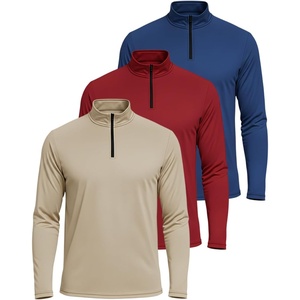 image:imageReal Essentials 3 Pack Mens DryFit Active Quarter Zip Long Sleeve Athletic Performance Pullover Available in Big amp TallSet M