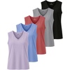 image:imageReal Essentials 5 Pack Womens Cotton VNeck Sleeveless Tank Top Basic Ladies Casual Shirts Available in Plus SizeSet 8