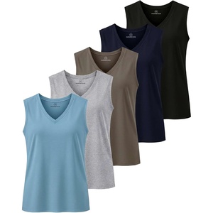 image:imageReal Essentials 5 Pack Womens Cotton VNeck Sleeveless Tank Top Basic Ladies Casual Shirts Available in Plus SizeSet 1