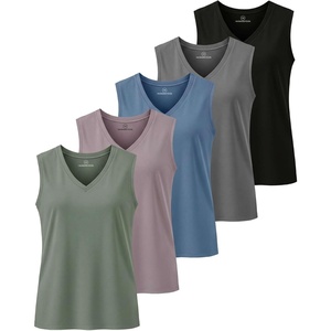 image:imageReal Essentials 5 Pack Womens Cotton VNeck Sleeveless Tank Top Basic Ladies Casual Shirts Available in Plus SizeSet 2