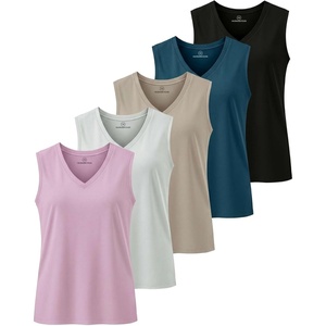 image:imageReal Essentials 5 Pack Womens Cotton VNeck Sleeveless Tank Top Basic Ladies Casual Shirts Available in Plus SizeSet 3