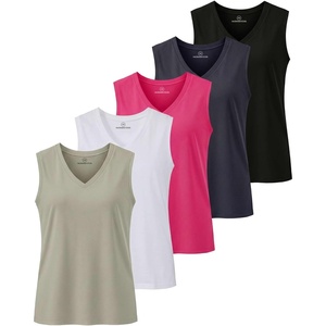 image:imageReal Essentials 5 Pack Womens Cotton VNeck Sleeveless Tank Top Basic Ladies Casual Shirts Available in Plus SizeSet 5