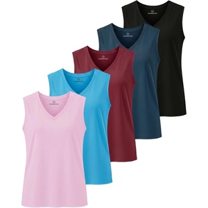 image:imageReal Essentials 5 Pack Womens Cotton VNeck Sleeveless Tank Top Basic Ladies Casual Shirts Available in Plus SizeSet 6
