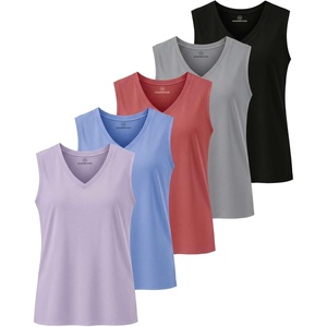 image:imageReal Essentials 5 Pack Womens Cotton VNeck Sleeveless Tank Top Basic Ladies Casual Shirts Available in Plus SizeSet 8