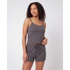 image:imageReal Essentials 2 Pack Womens Ribbed Cropped Cami and Short Set Pajama Sleep Lounge Sleepwear PJ Soft Drawstring ShortsCharcoal Heather  Grey Heather