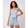 image:imageReal Essentials 2 Pack Womens Ribbed Cropped Cami and Short Set Pajama Sleep Lounge Sleepwear PJ Soft Drawstring ShortsSolid Ballad Blue  Solid Pale Lilac