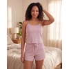 image:imageReal Essentials 2 Pack Womens Ribbed Cropped Cami and Short Set Pajama Sleep Lounge Sleepwear PJ Soft Drawstring ShortsSolid Ballad Blue  Solid Pale Lilac