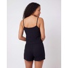 image:imageReal Essentials 2 Pack Womens Ribbed Cropped Cami and Short Set Pajama Sleep Lounge Sleepwear PJ Soft Drawstring ShortsSolid Black  Grey Heather