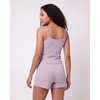 image:imageReal Essentials 2 Pack Womens Ribbed Cropped Cami and Short Set Pajama Sleep Lounge Sleepwear PJ Soft Drawstring ShortsSolid Iceberg Green  Solid Orchid Petal